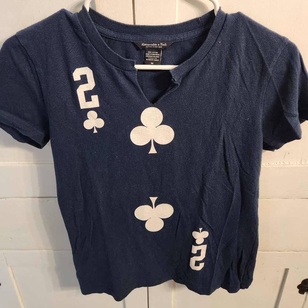 Abercrombie & Fitch Blue Tee with White Club Design